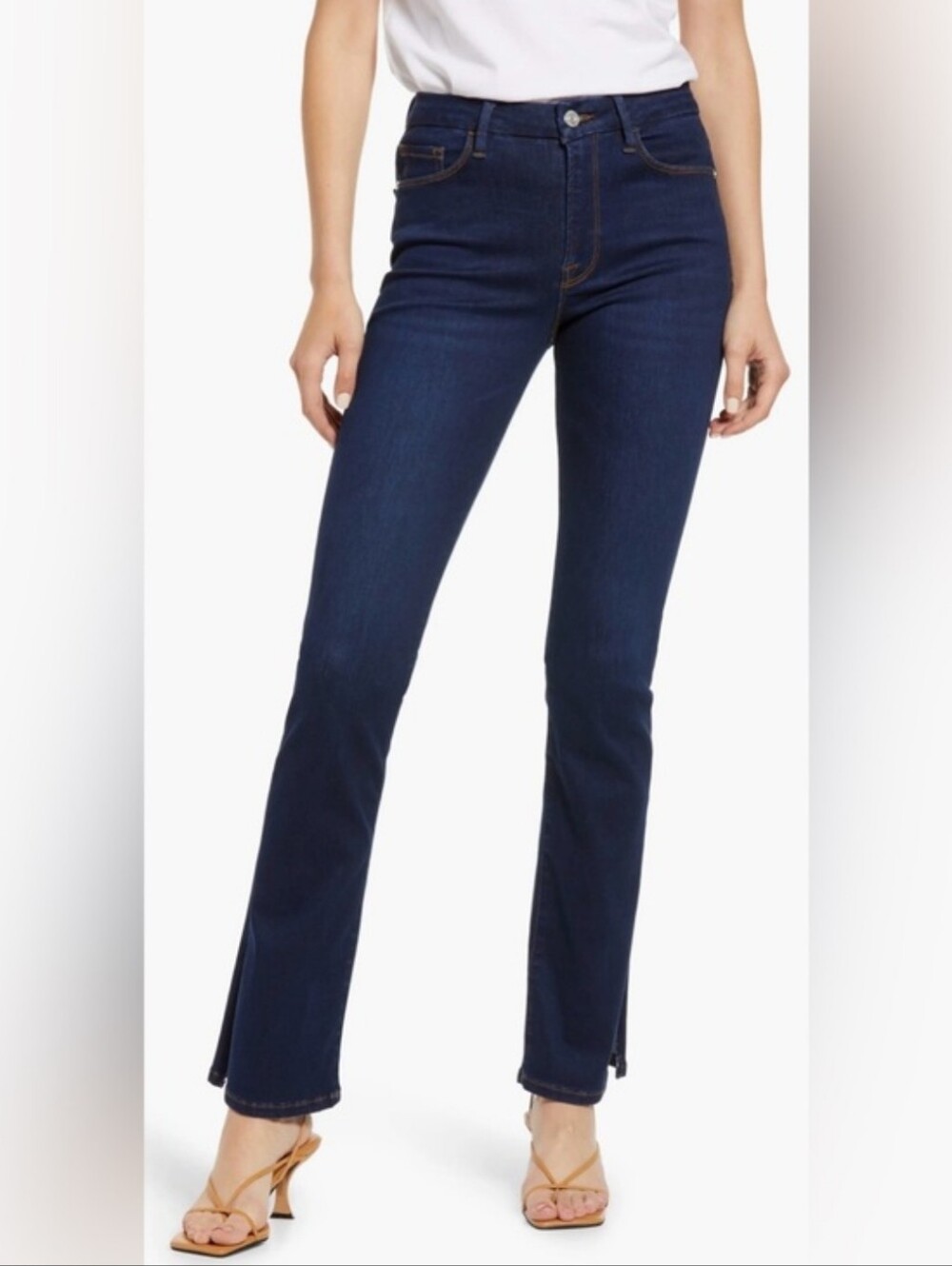 FRAME Le Mini Boot Dark Blue Split Hem Jeans Size 27